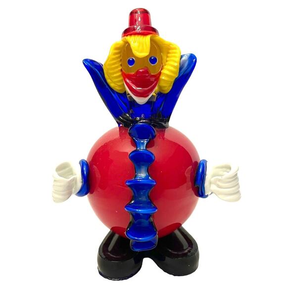 VTG Murano Italy Art Glass 7.5" BALL CLOWN FIGURINE Fratelli Pitau Sculpture - Picture 1 of 6